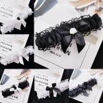 Schwarze Elegante Damenstrumpfbänder aus Spitze für die Braut 