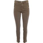 Braune 2-Biz Slim Fit Jeans mit Reißverschluss aus Denim für Damen Größe XXL 