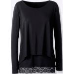 Schwarze Langärmelige 2 in 1 Shirts aus Jersey enganliegend für Damen Größe XL 