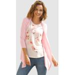 Reduzierte Hellrosa Blumenmuster 3/4-ärmelige Paola! 2 in 1 Shirts aus Kunstfaser für Damen 