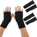 Schwarze Unifarbene Fingerlose Handschuhe & Halbfinger-Handschuhe für Damen Einheitsgröße für den für den Winter 