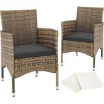 Dunkelgraue Moderne tectake Polyrattan Gartenstühle aus Polyrattan gepolstert Breite 50-100cm, Höhe 0-50cm, Tiefe 50-100cm 