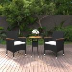 Schwarze Gartenmöbel Holz pulverbeschichtet aus Massivholz UV-beständig 2 Personen 