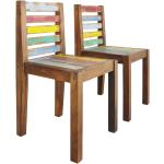 Reduzierte Bunte Antike Teak-Stühle aus Massivholz Breite 0-50cm, Höhe 50-100cm, Tiefe 0-50cm 2-teilig 