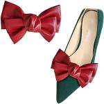 Rote Schuhclips mit Strass aus Leder für Damen 2-teilig 