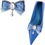 Blaue Schuhclips mit Perlen für Damen 2-teilig 