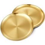 Goldene Runde Speiseteller & Essteller 26 cm gebürstet aus Edelstahl 2-teilig 
