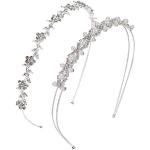 Silberne Haarreifen mit Perlen mit Strass für Damen 2-teilig für die Braut 