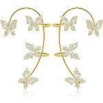 Goldene Vintage Schmetterling Ohrringe mit Insekten-Motiv für Damen 2-teilig 
