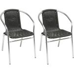Silberne Mojawo Polyrattan Gartenstühle aus Polyrattan rostfrei Breite 50-100cm, Höhe 50-100cm, Tiefe 50-100cm 2-teilig 