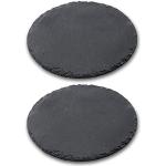 Schwarze Rustikale Runde Platzteller & Dekoteller 25 cm aus Stein 
