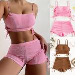 Rosa Unifarbene Bandeau-Bikinis gepolstert für Damen Größe L 2-teilig für den für den Sommer 