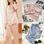Rosa Casual Pyjamas lang aus Polyester für Damen 2-teilig 
