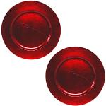 Rote Platzteller & Dekoteller 33 cm metallic 2-teilig 