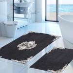 Reduzierte Schwarze Duschmatten & Duscheinlagen Matte aus Polyester maschinenwaschbar 2-teilig 