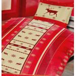 Rote Bertels Fleecebettwäsche mit Weihnachts-Motiv aus Fleece 135x200 2-teilig 