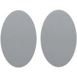 2 TLG. Set: ovaler Flicken - hell grau 9,5 cm 15,5 cm Bügelbild Aufnäher Applikation Flicken Uni
