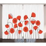 Rote Moderne Gardinen-Sets mit Blumenmotiv aus Satin blickdicht 2-teilig 