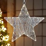 Weiße Mojawo Weihnachtssterne zum Aufhängen aus Metall 2-teilig 