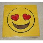 20 Stück SERVIETTEN - SMILE - 33 x 33 cm, Emoji herzförmige Augen Smily Bildschriftzeichen Ideogramme SMS Chats Bildsprache