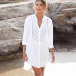 Elfenbeinfarbene Sexy V-Ausschnitt Damenbadeanzüge mit Knopf Handwäsche Einheitsgröße für den für den Sommer 