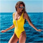 Reduzierte Gelbe Sexy Push-Up Badeanzüge für Damen Größe XL für den für den Sommer 