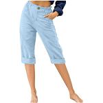 Marineblaue Unifarbene Business Atmungsaktive Capri-Jeans mit Reißverschluss aus Leder für Damen Übergrößen für Partys 