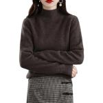 Dunkelbraune Casual Kaschmir-Pullover aus Wolle für Damen Größe S für den für den Herbst 