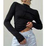 Khakifarbene Langärmelige Rollkragen T-Shirts aus Wolle für Damen Größe L für den für den Herbst 