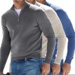 Violette Oversize Langärmelige V-Ausschnitt T-Shirts mit Reißverschluss aus Samt Handwäsche für Herren Größe 3 XL für den für den Herbst 