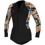 2023 O'Neill Women Bahia 2/1mm Chest Zip Long Sleeve Shorty Wetsuit 5363 - Black/Demiflor Oneill Womens Size - US 6