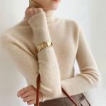Rosa Oversize Rollkragen Strickpullover aus Wolle für Damen Größe 3 XL für den für den Herbst 