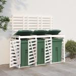 Weiße Moderne vidaXL 3er-Mülltonnenboxen aus Massivholz mit Deckel 
