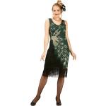 Dunkelgrüne Buttinette Pfau-Kostüme mit Fransen aus Jersey für Damen Größe XL 