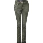 Khakifarbene CECIL New York Tapered Jeans mit Reißverschluss aus Baumwolle für Damen Größe XS 