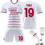 22 23 White Stripe New Away A-C Milan Trikot für Kinder Fussball Jersey Anzug Nr. 9 Giroud Nr. 11 Ibrahimovic Nr. 17 R.LEAO Nr. 19 Thro Sport Soccer Football Jersey T Shirt Shorts and Socks