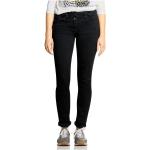 Schwarze CECIL Scarlett Slim Fit Jeans mit Reißverschluss aus Denim für Damen Größe XS 