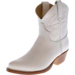 Weiße Cowboy-Boots & Cowboystiefeletten in Normalweite aus Textil für Damen Größe 39 mit Absatzhöhe 3cm bis 5cm 