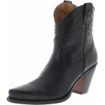 Schwarze Cowboy-Boots & Cowboystiefeletten aus Rindsleder für Damen Größe 37 mit Absatzhöhe 7cm bis 9cm 