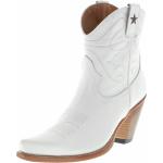 Weiße Cowboy-Boots & Cowboystiefeletten aus Rindsleder für Damen Größe 39 mit Absatzhöhe 7cm bis 9cm 