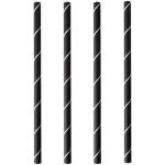 250 Cocktail Trinkhalme, Papier Ø 7 mm · 15 cm schwarz/weiss "Stripes"
