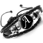 Schwarze Geflochtene Wickelarmbänder aus Leder handgemacht für Damen für Partys 
