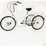 26 Zoll Dreirad für Erwachsene fahrrad Erwachsenedreirad 6 Gang 3 Räder Cruiser + Korb Zum Einkaufen Weiß Einzigartiges Geschenk für Picknick im Freien Sicherheit