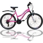 26 Zoll Mountainbike 21Gang SHIMANO Kinder Fahrrad - Beleuchtung - Federung Rosa