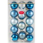 28 Glaskugeln Ornamente 6cm Weihnachtskugeln Muster Glitzer B-Ware türkis blau