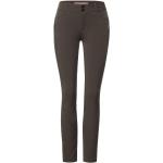Braune Unifarbene Street One Slim Fit Jeans mit Reißverschluss aus Polyamid für Damen 