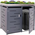 Anthrazitfarbene Moderne Mendler Mülltonnenboxen 201l - 300l aus Metall bepflanzbar 