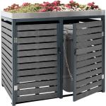Anthrazitfarbene Mülltonnenboxen 201l - 300l aus Edelstahl bepflanzbar 