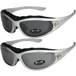 2er Pack Choppers 911 Sonnenbrillen Motorradbrille Sportbrille Radbrille - 1x Modell 04 (silber / schwarz getönt) und 1x Modell 06 (silber / schwarz getönt und silber verspiegelt) - Modell 04 + 06 -