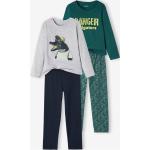 Grüne Vertbaudet Lange Kinderschlafanzüge aus Baumwolle für Jungen Größe 158 2-teilig 